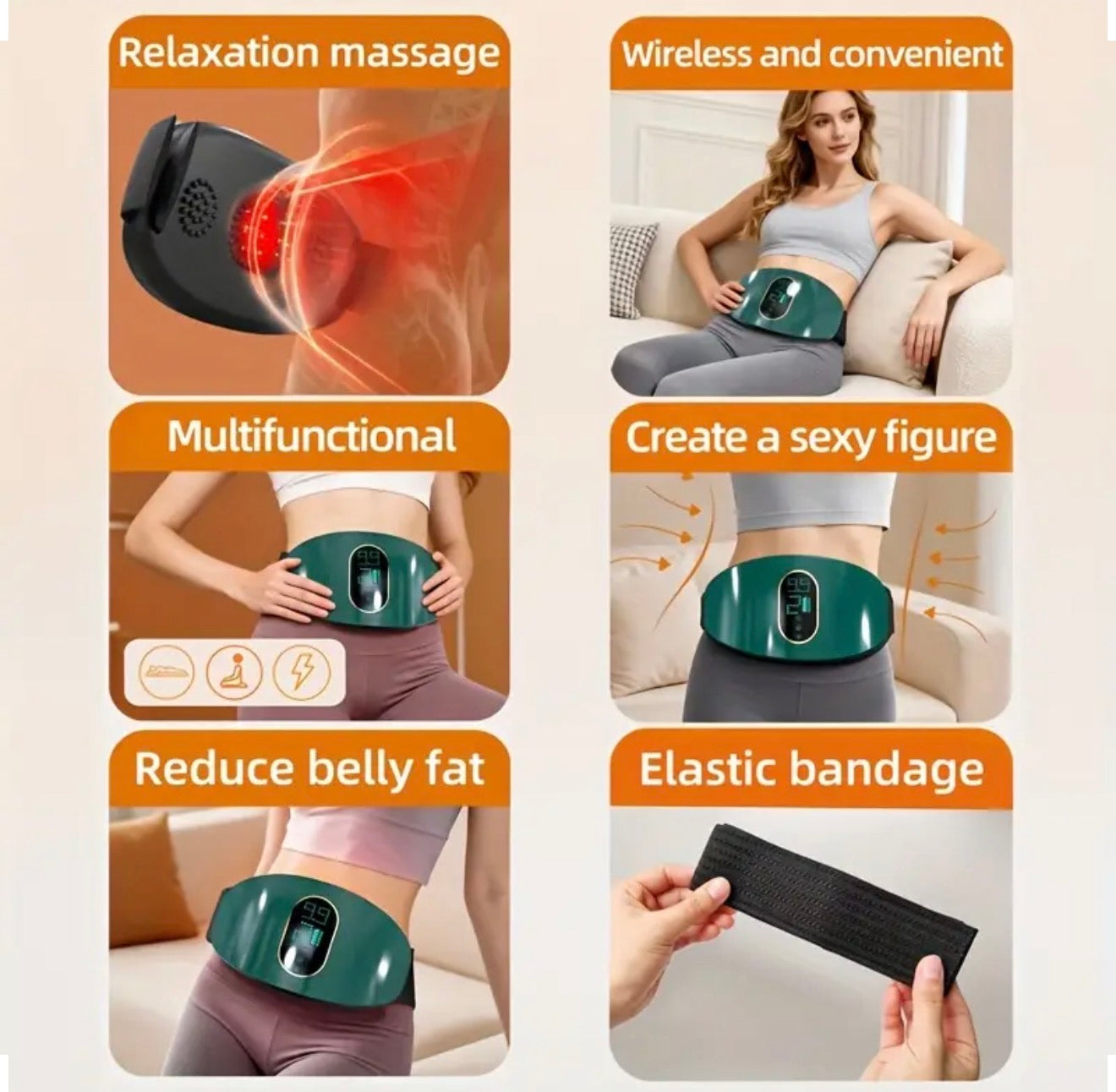 EMS 3in1 Muskelstimulations Set für Bauch Arme Beine mit LCD USB