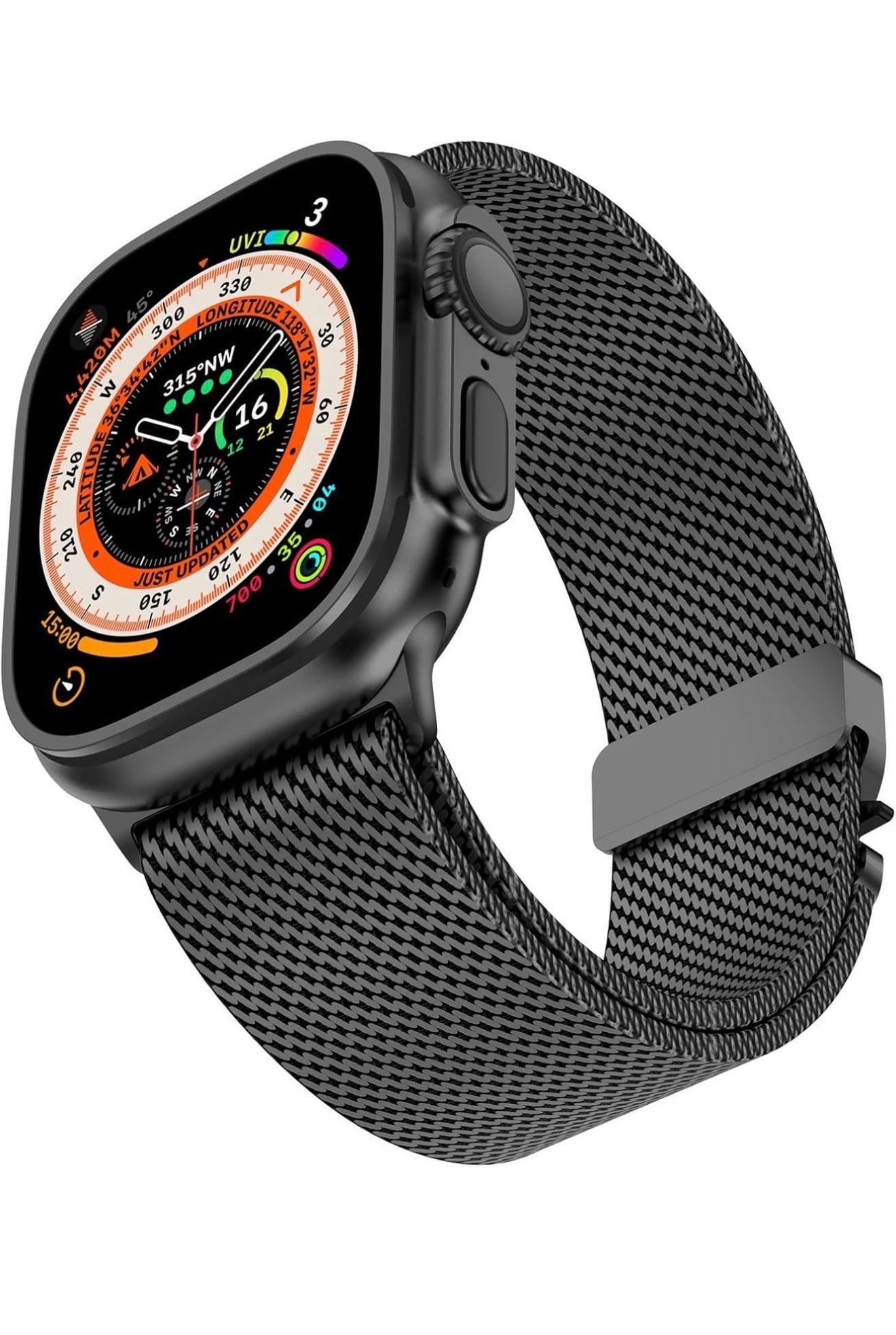 Apple Milanese Titan Milano Armband + Elastischer Titan Ring Unisex Set