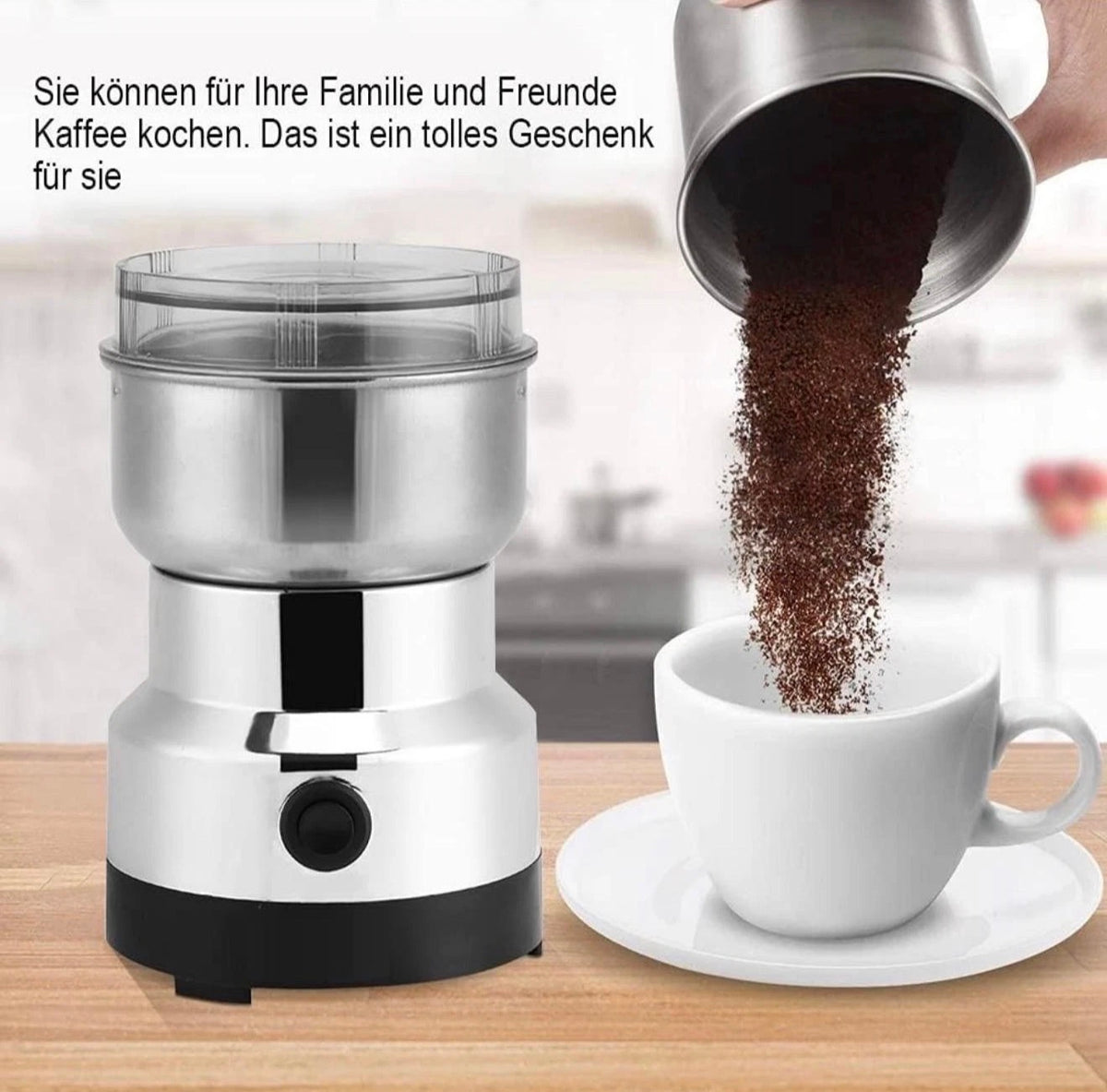 2X Elektrische Kaffee- & Gewürzmühle Edelstahl 200W Hochleistung