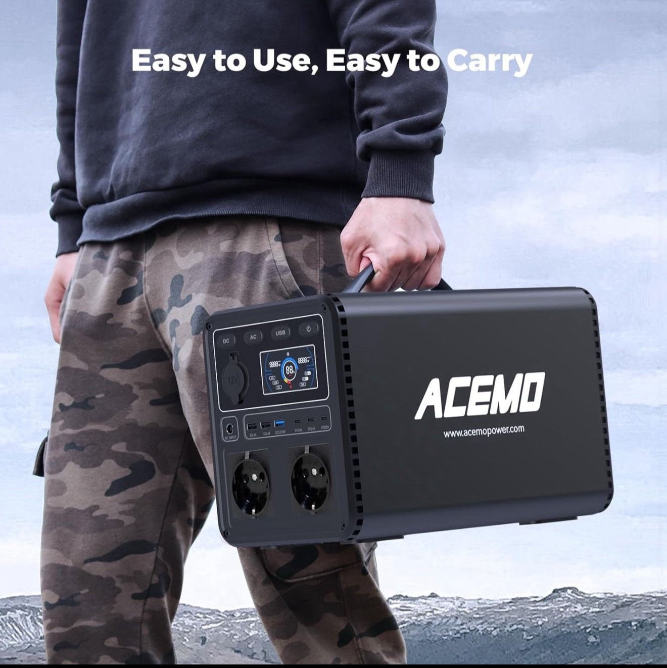 ACEMO Powerstation P15 – 1340Wh LiFePO₄, 1500W AC, 850W Schnellladung