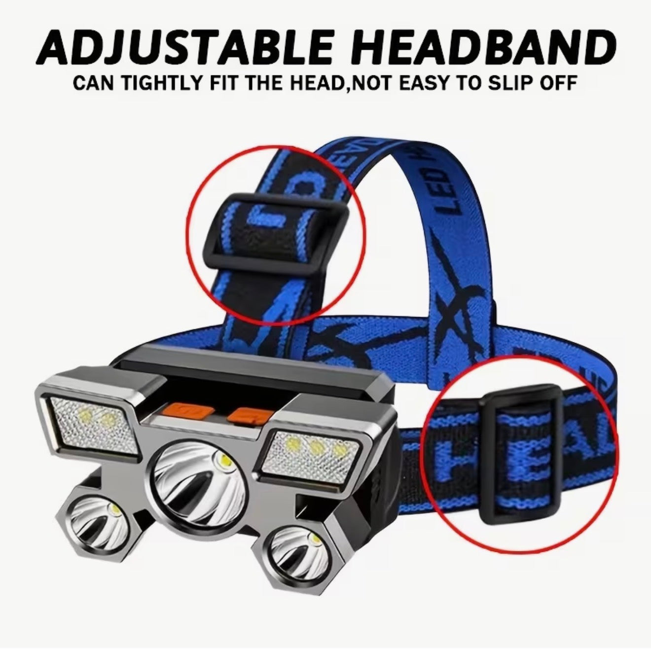 USB Wiederaufladbare LED Stirnlampe, 5LED & Sensor, Zoom, Camping, Angeln & Outd