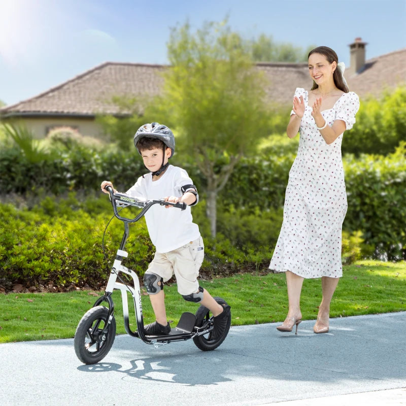 Kinderroller höhenverstellbar 5–12J, 12” Räder, Handbremse, Ständer