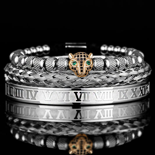 ALTIN™ Ewige Anziehung – Römisches Armband-Set mit Leopardenkopf | Unisex & Leidenschaftlich