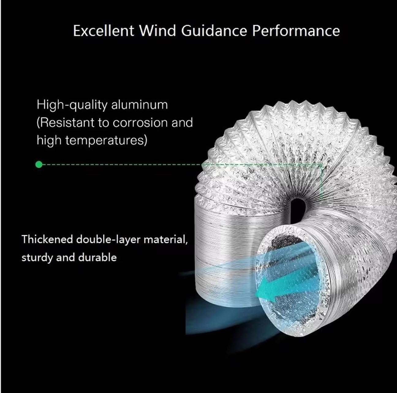 Aluminium Lüftungsschlauch Ø100 mm 2 m flexibel + 2 Schlauchschellen Klima Abluft