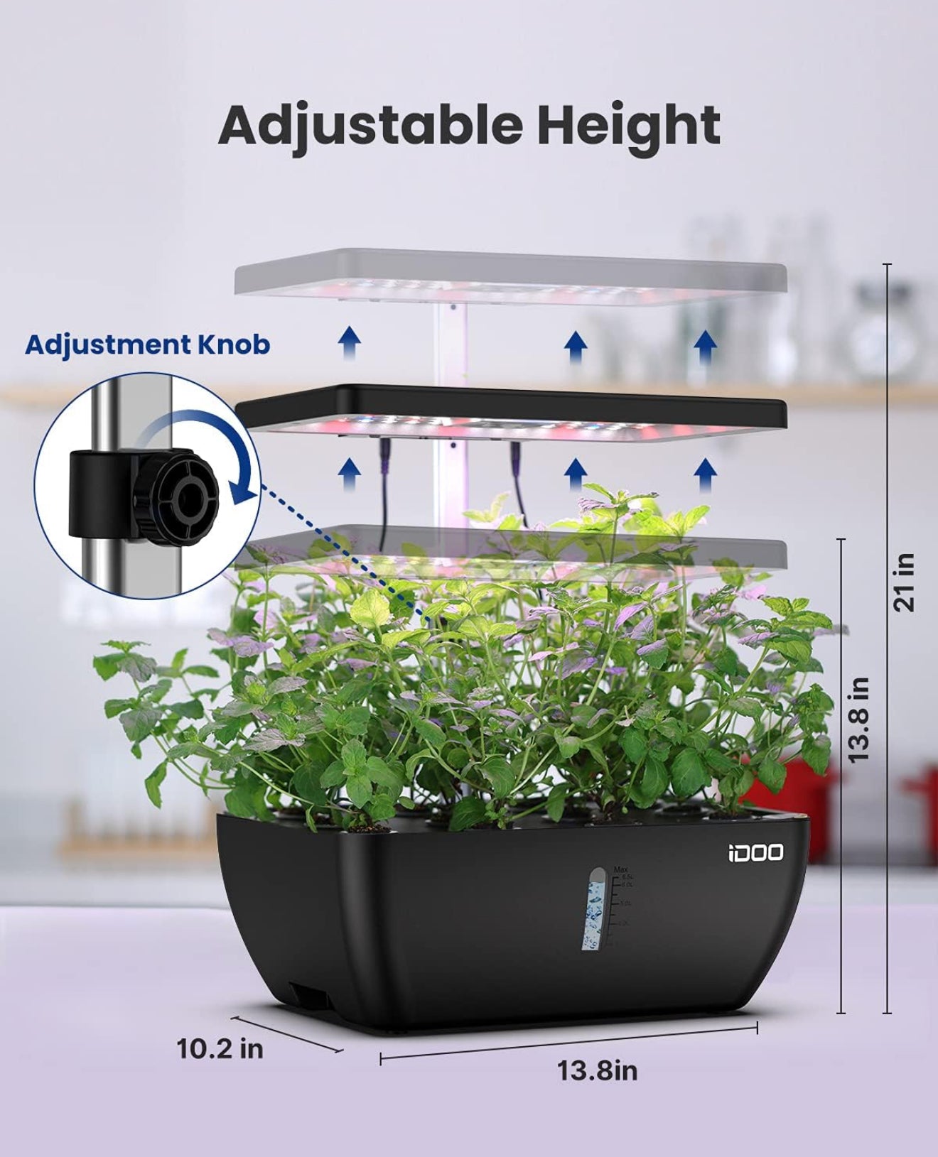 iDOO WiFi Hydroponik Indoor Garten, 12 Pods, LED, 6,5 L Tank, App-Steuerung
