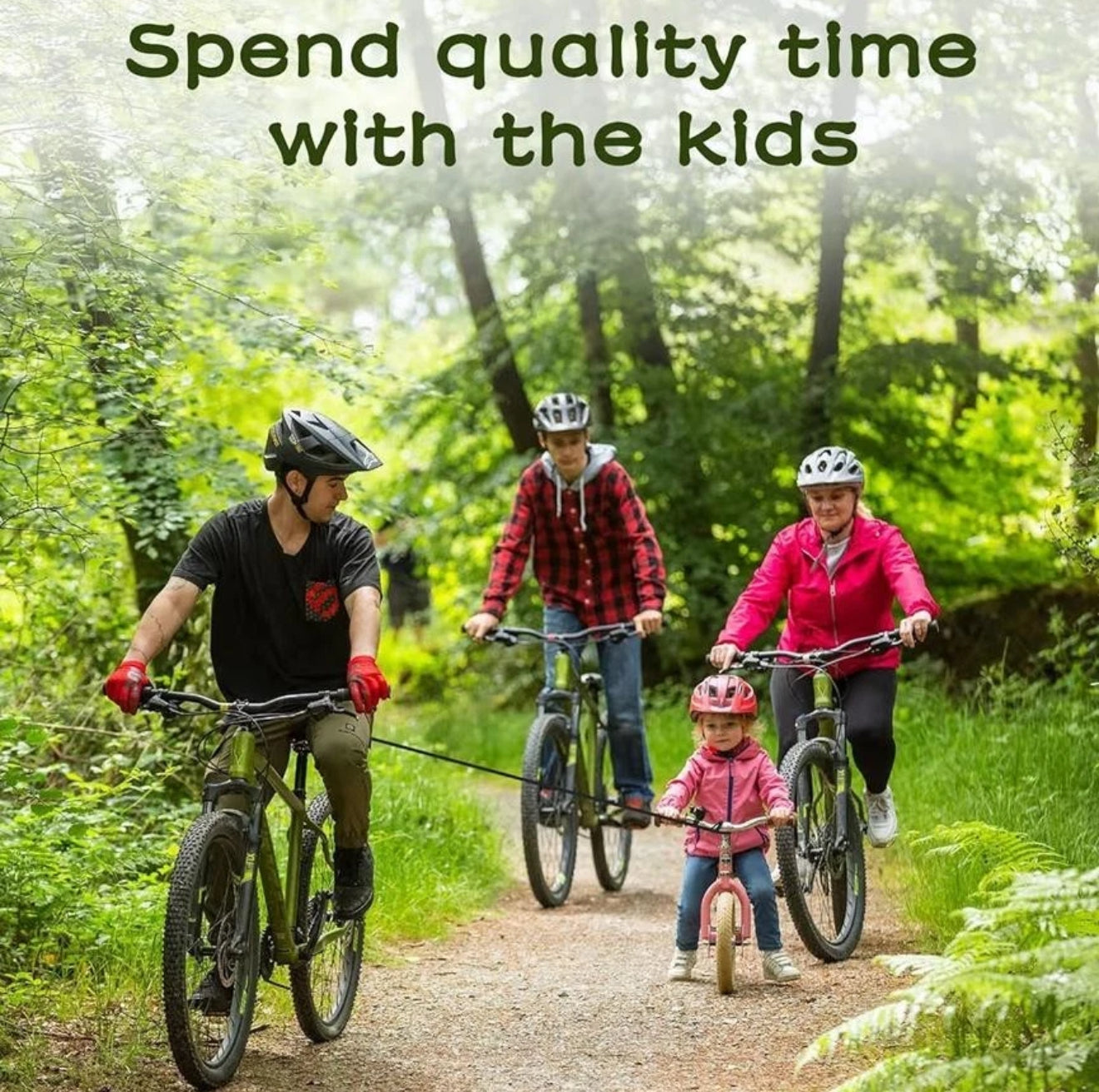 Kinder MTB Abschleppgurt 2,5m automatisch einziehbar – Schwarz 100kg