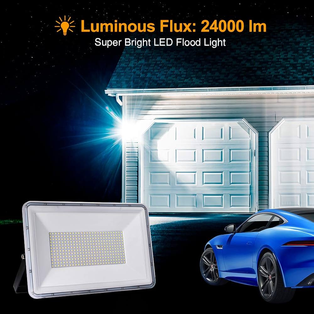 300W LED Flutlicht IP67 Außenstrahler 24000lm Kaltweiß Hof Garage Garten