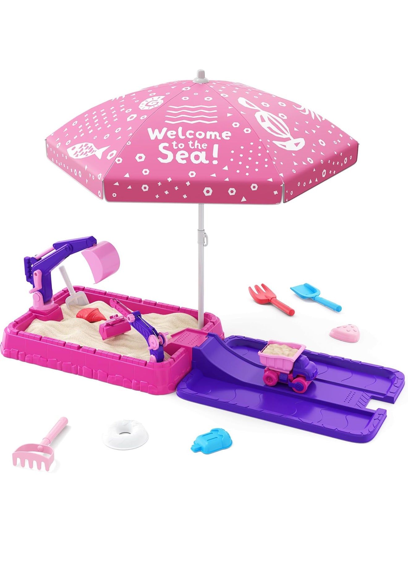 Kinder Sandspielset mit Abdeckung & Sonnenschirm – Spielset 3–5 Jahre