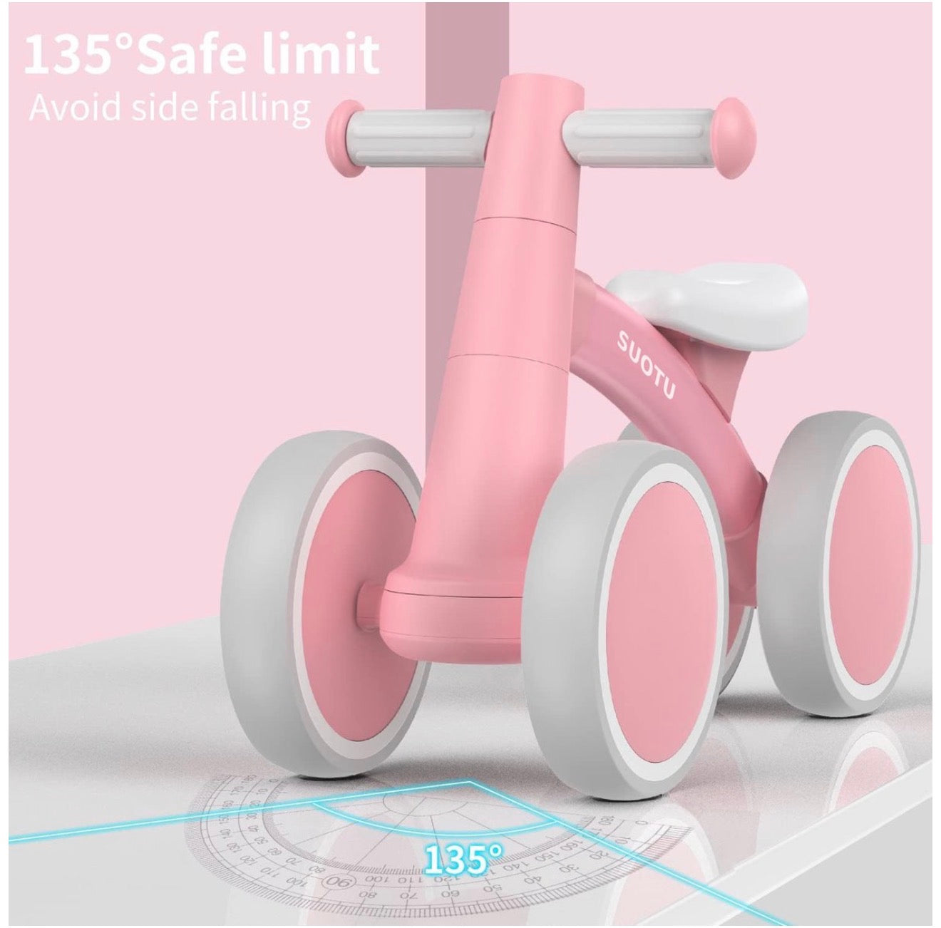 Baby Laufrad 4 Räder 1 Jahr Kinder Balance Bike Rosa Leicht