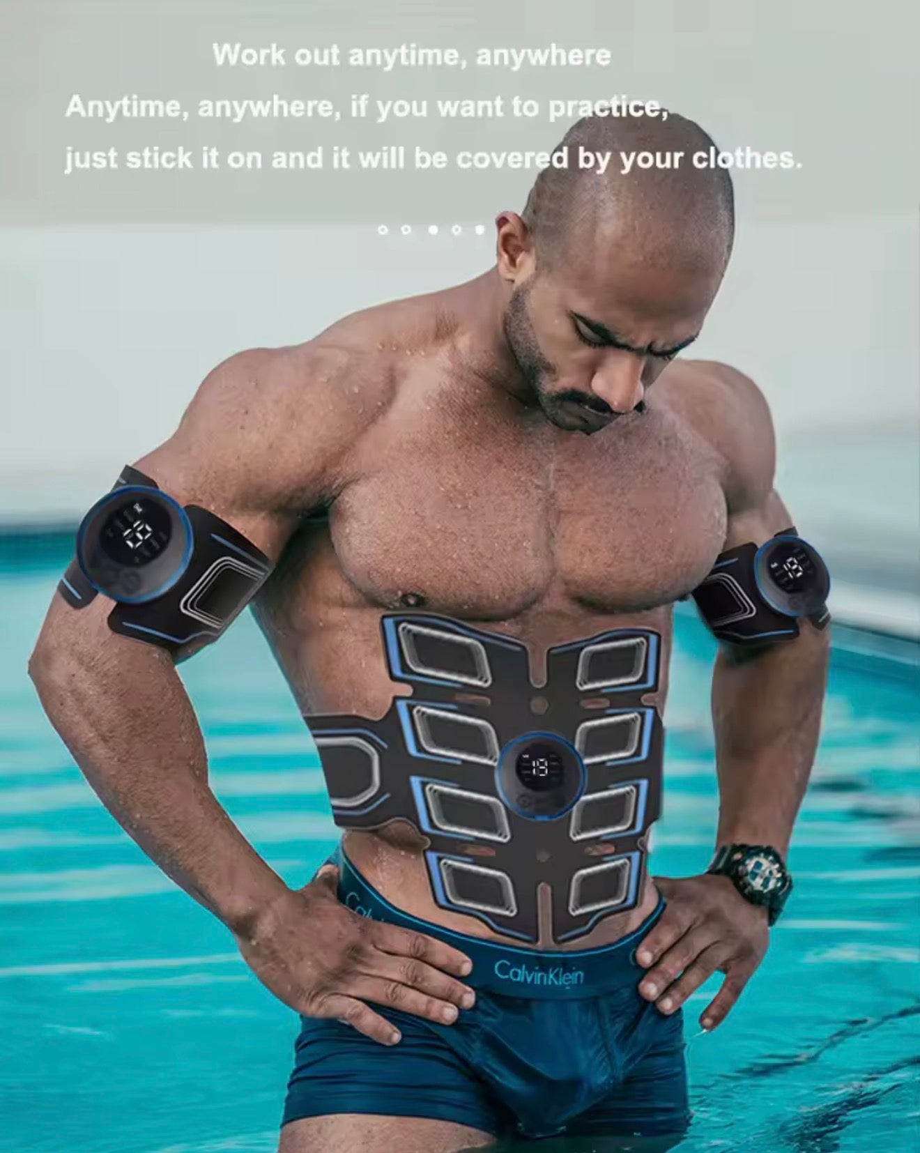 EMS 3in1 Muskelstimulations Set für Bauch Arme Beine mit LCD USB