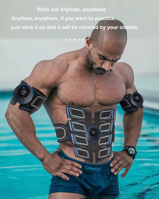 EMS 3in1 Muskelstimulations Set für Bauch Arme Beine mit LCD USB
