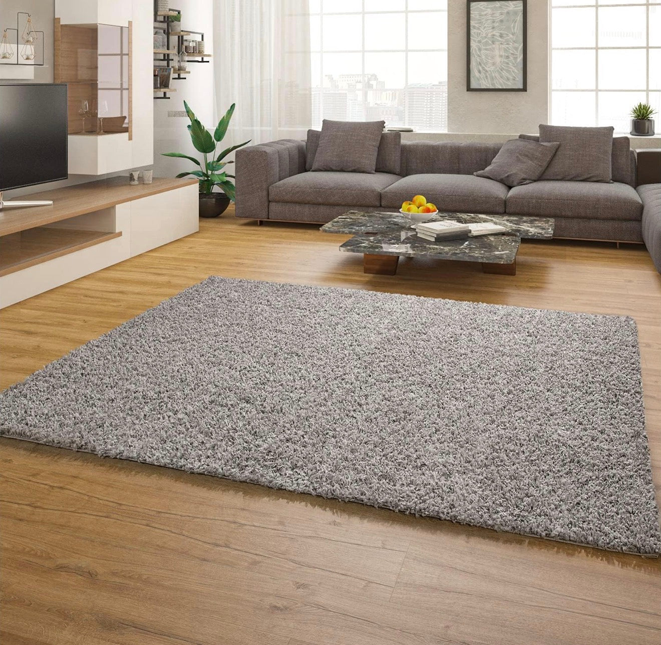 3er Set Luxus Hochflor Teppiche – Platinum Grau – NUR 99€