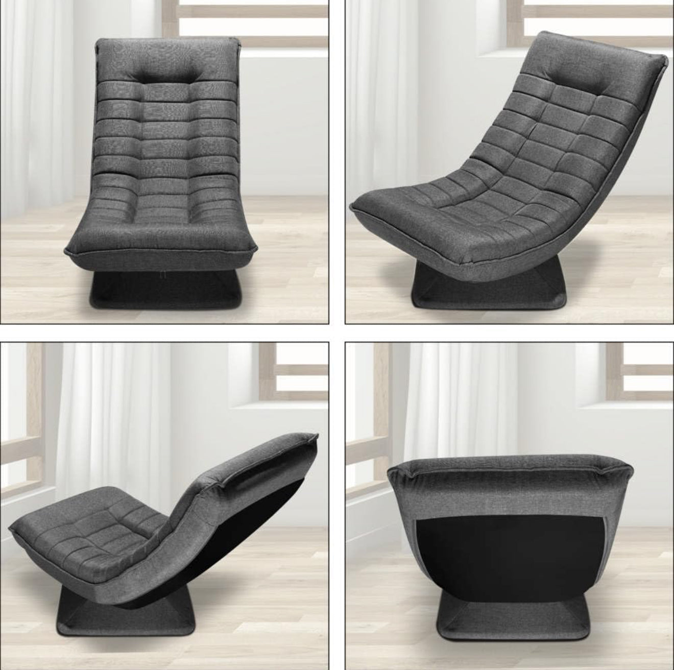 ALTIN™ Bodenstuhl – 360° Drehbar | Verstellbare Rückenlehne | Klappbares Bodensofa | Relax & Gaming Sessel in Grau/Schwarz