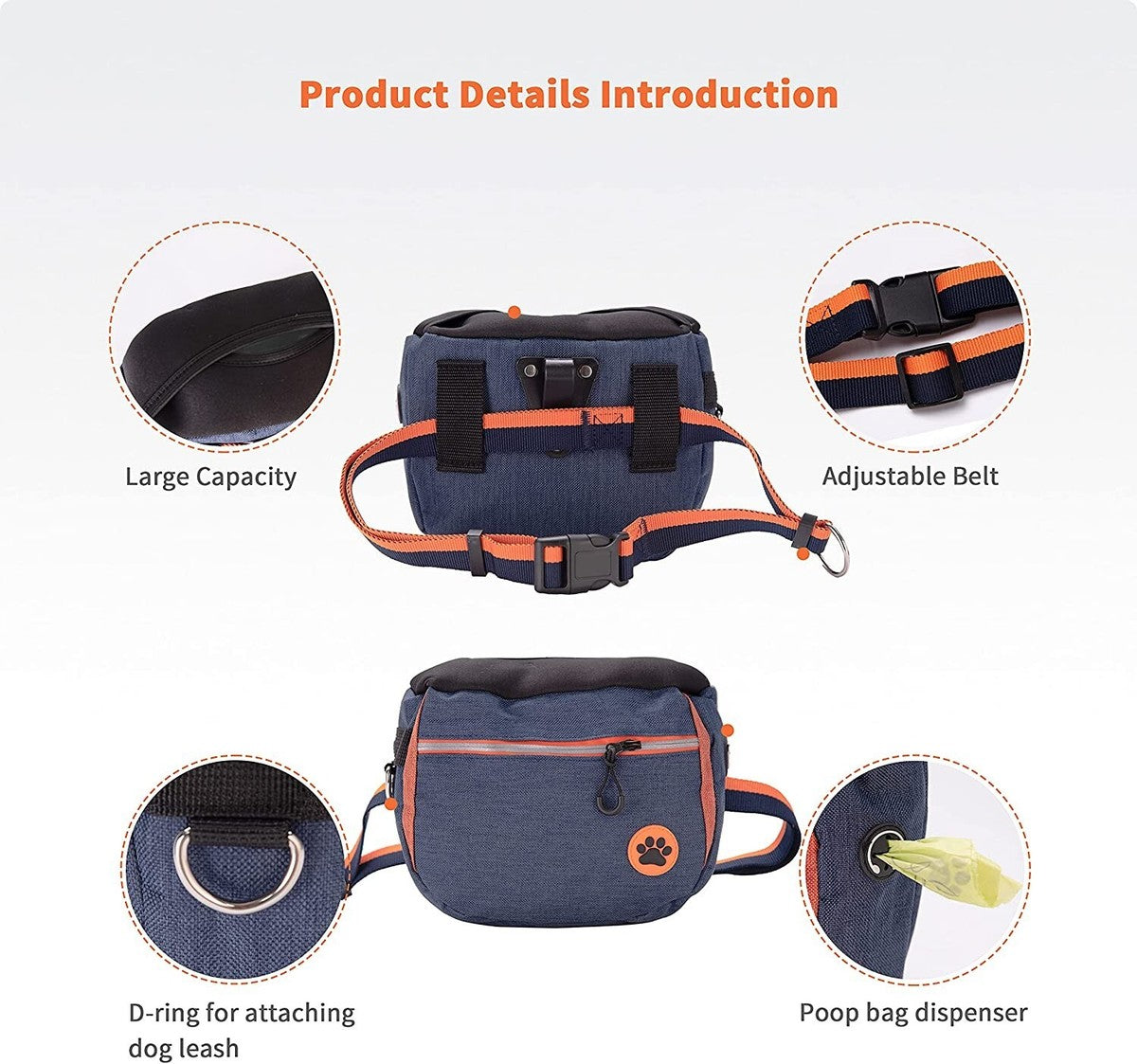 2x Hunde Leckerli Tasche Futterbeutel Kotbeutelspender Training Gassi Blau
