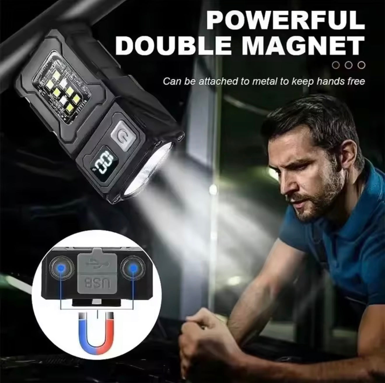 Multifunktionale taktische Arbeitslampe 7-in-1, 500 Lumen, Powerbank, IP45, Clip ✅