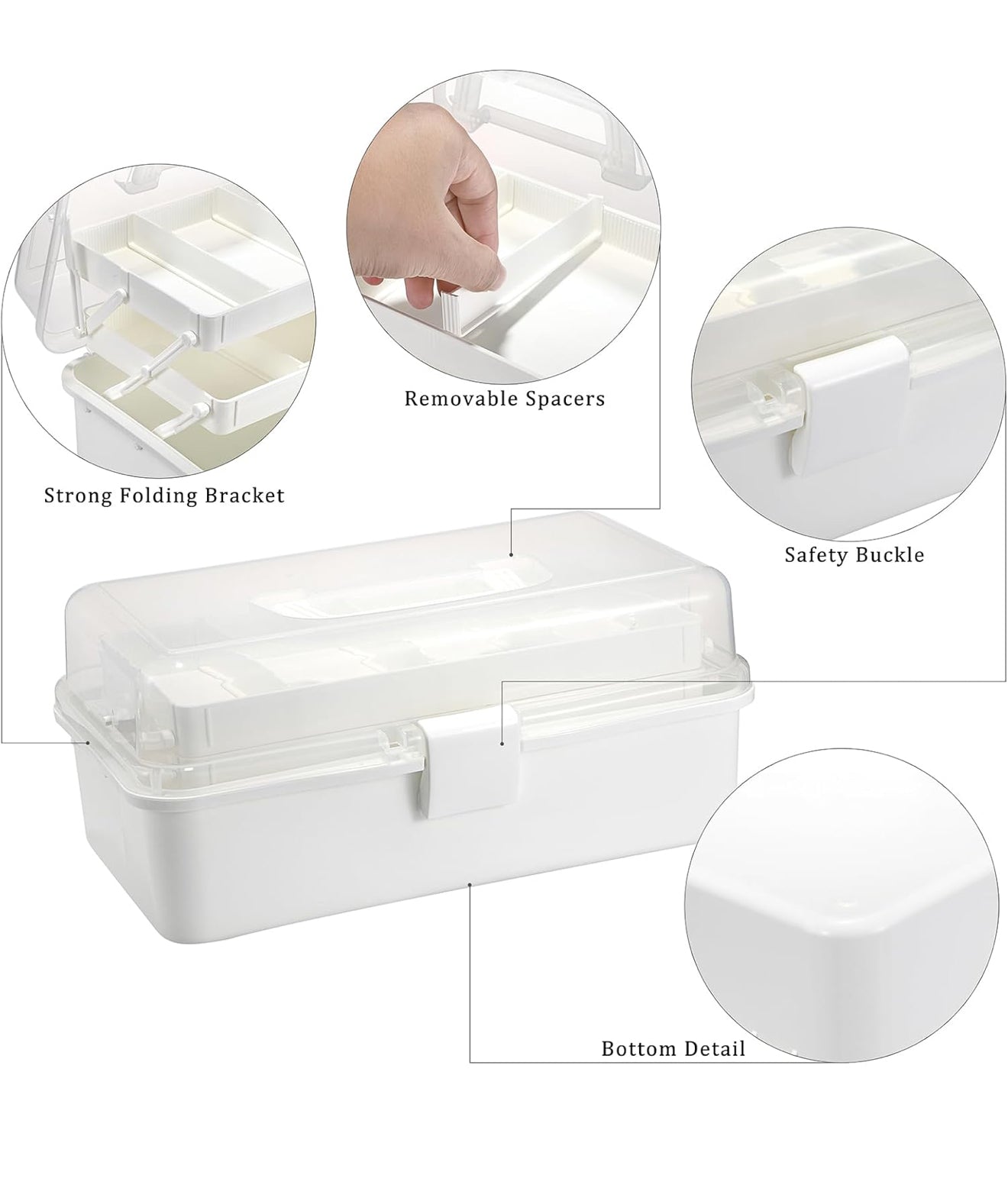 3-stufige multifunktionale Aufbewahrungsbox – Kosmetik 💄, Nähbedarf ✂️, Stifte ✏️ Weiß