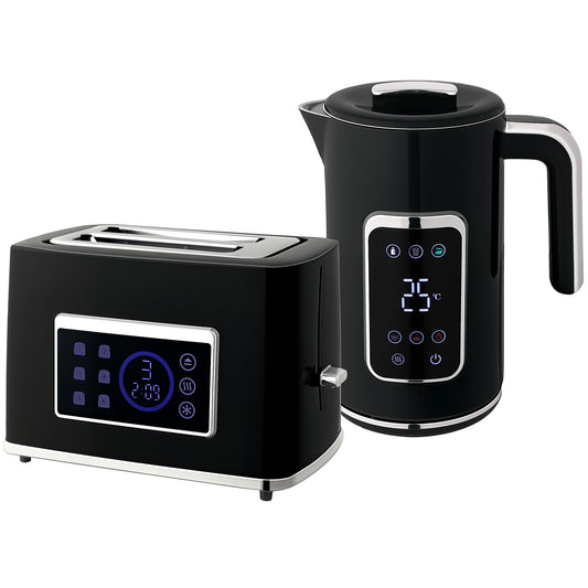 Elektrischer Wasserkocher & Toaster-Set 1,7L LED-Touchscreen Schwarz/Creme