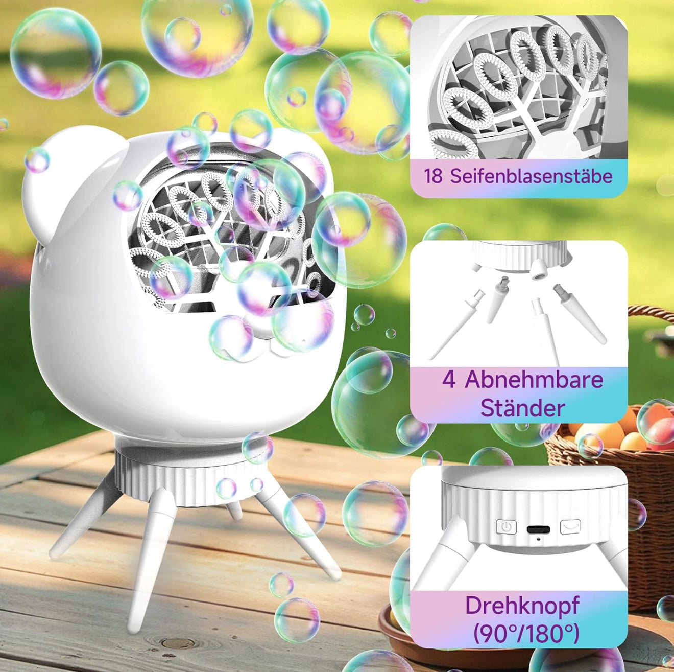 Professionelle Automatische Seifenblasenmaschine – 38.000 Blasen/Min, 500 ml Tank