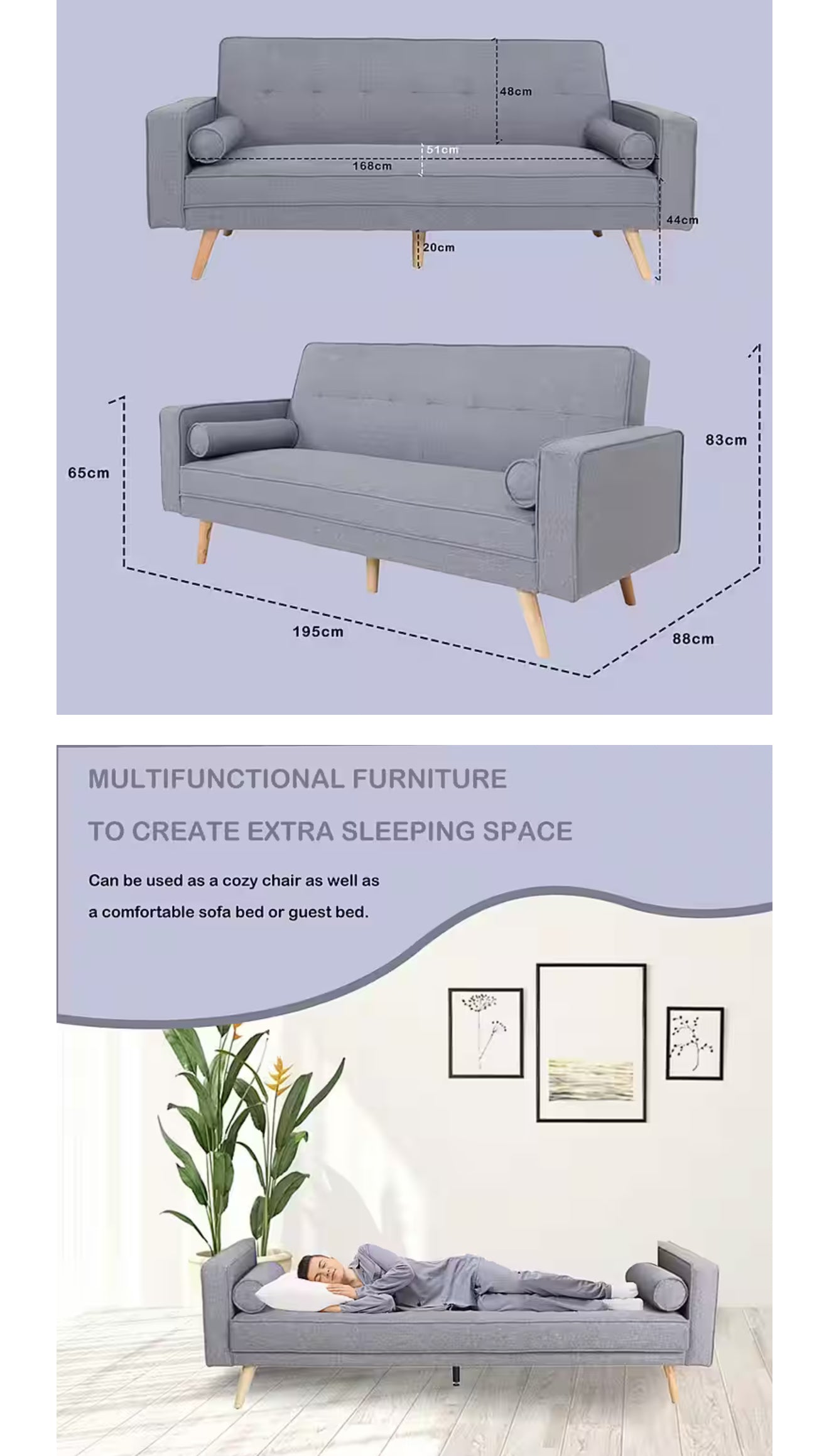 ALTIN™ 2-in-1 schlafsofa mit verstellbarer rückenlehne – modernes design, atmungsaktiver bezug & stabile konstruktion für wohn- und gästezimmer
