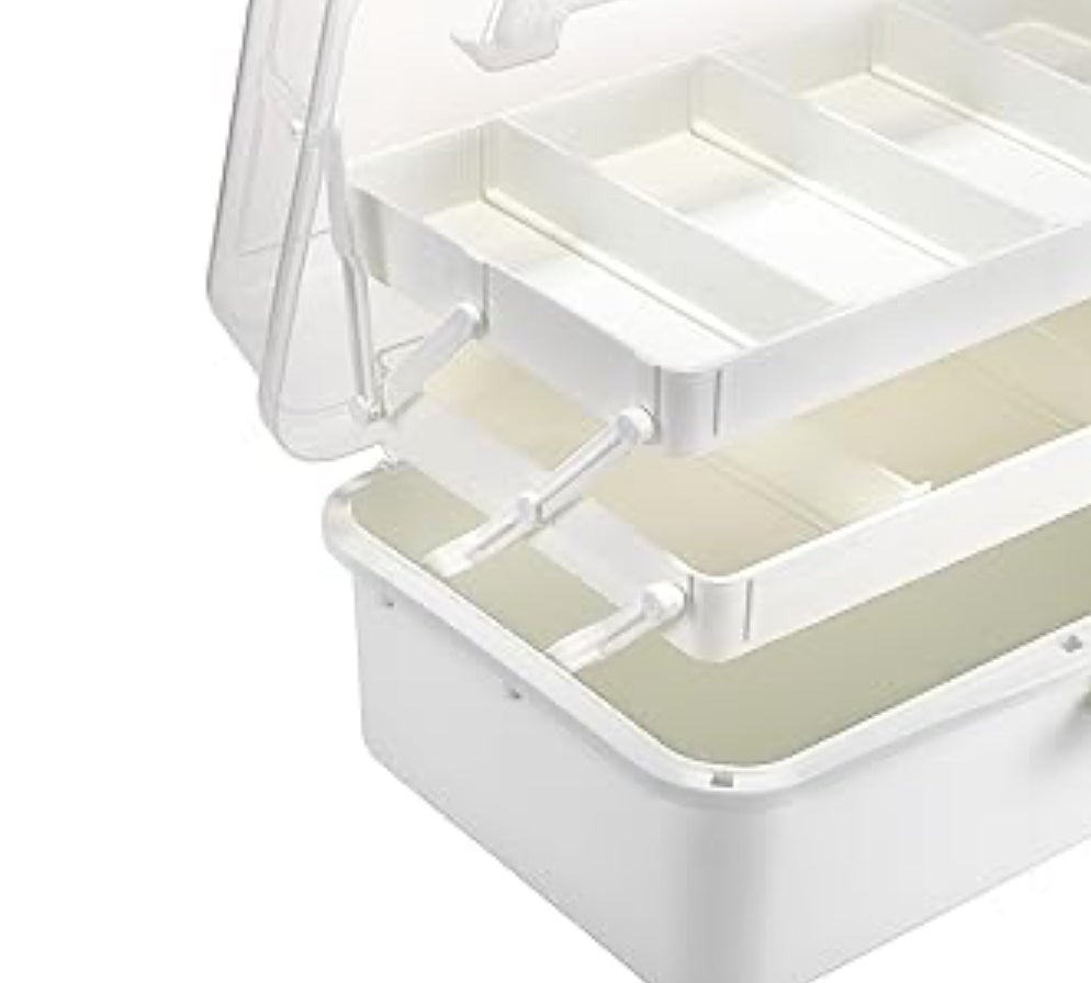 3-stufige multifunktionale Aufbewahrungsbox – Kosmetik 💄, Nähbedarf ✂️, Stifte ✏️ Weiß