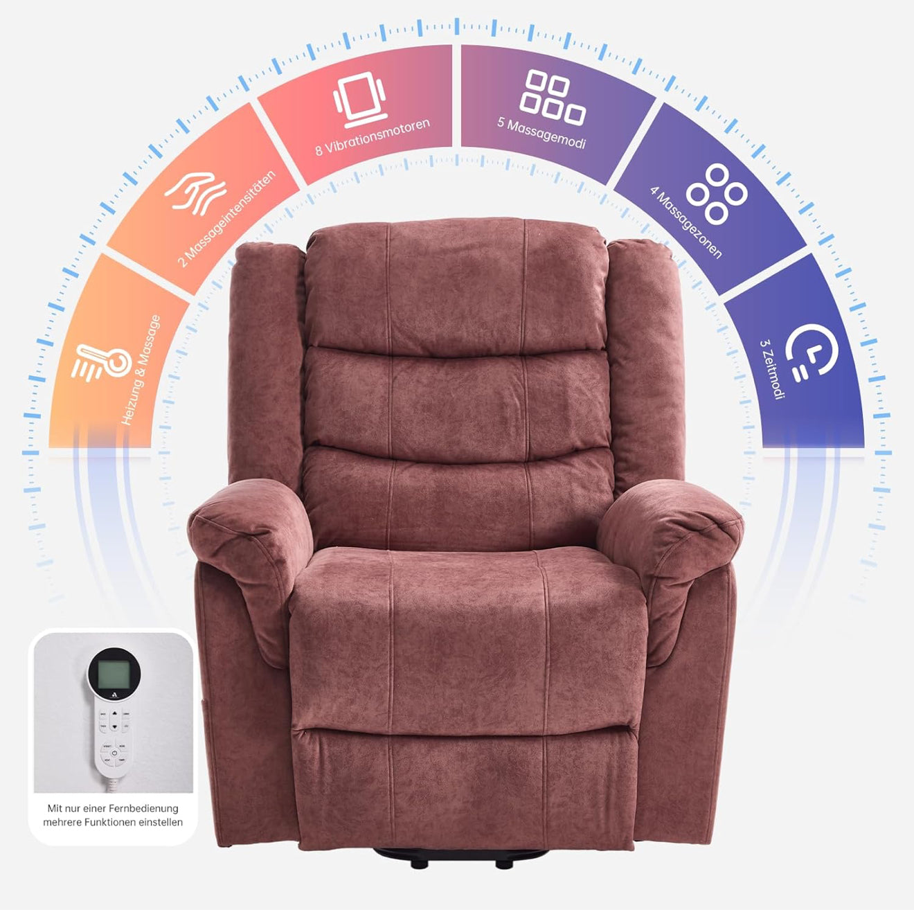 Elektrischer Relax- & Massagesessel mit 2 Motoren, Aufstehhilfe, Massage- & Heizfunktion – Komfort auf Knopfdruck
