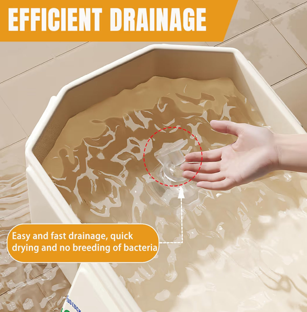 Faltbare Babybadewanne 0–8 Jahre, Tragbare Kinderwanne mit Ablauf (Beige)