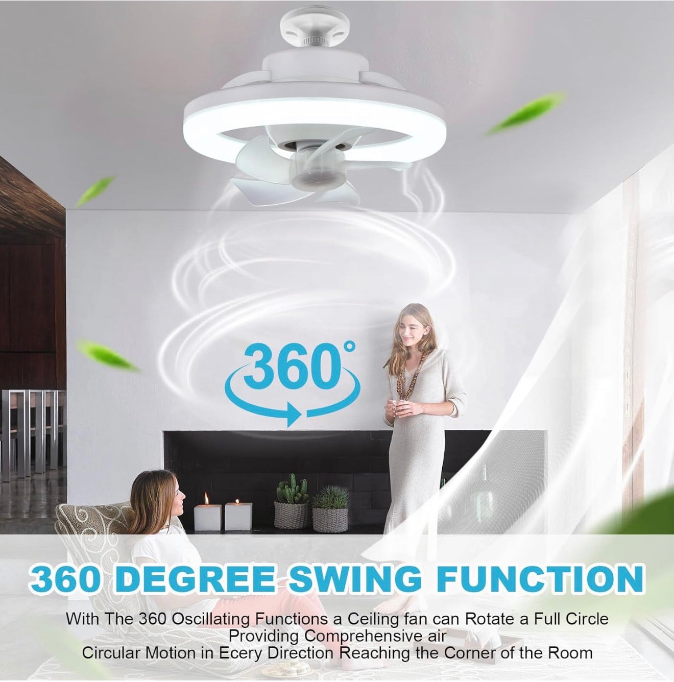 LED Deckenventilator mit Licht, Fernbedienung, 360° drehbar, dimmbar, 3 Lichtmodi