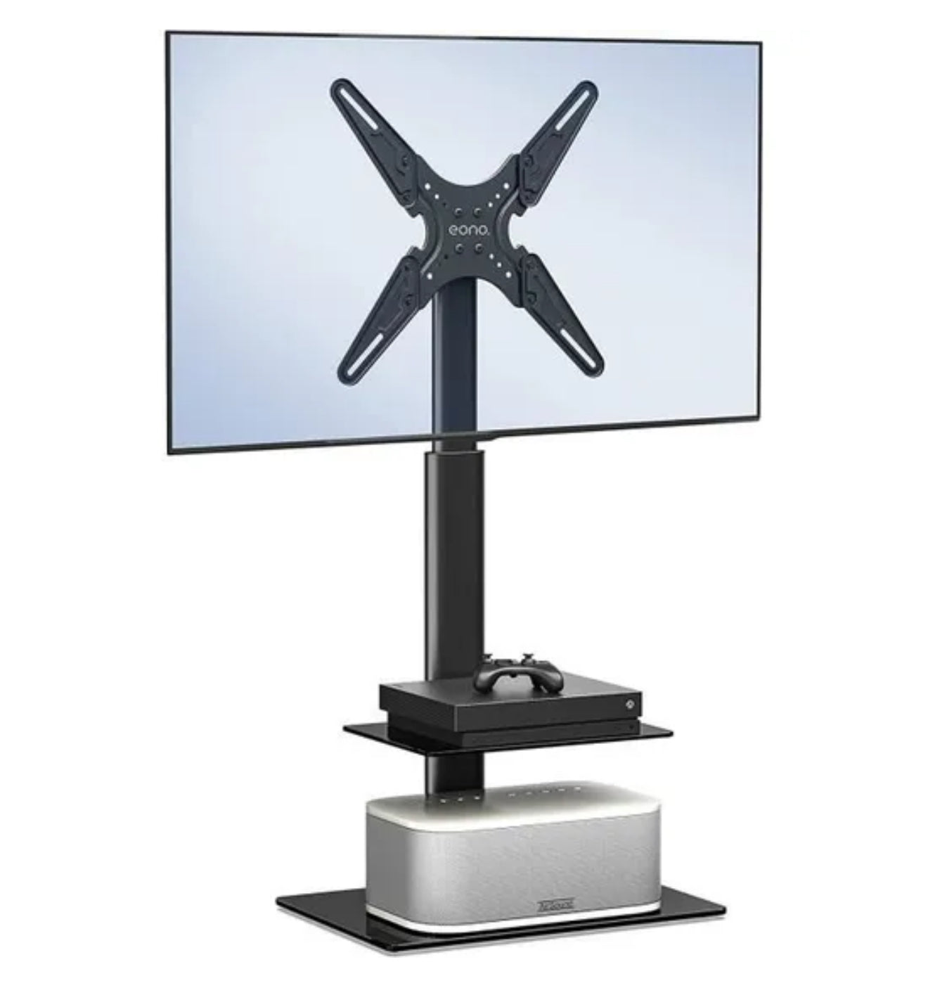 ALTIN™ TV Standfuß 32–55 Zoll – Höhenverstellbar, Schwenkbar – Universal TV-Ständer mit 2 Ablagen für LED LCD QLED OLED – Bis 60 Zoll & 35 kg