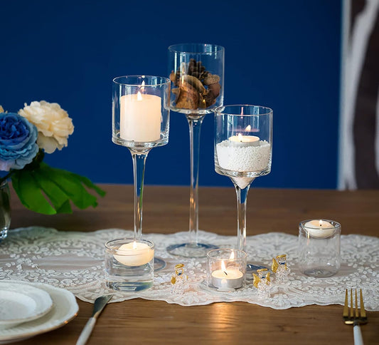 6-teiliges Glas-Teelicht & Schwimmkerzen-Set – Elegant für Tisch & Wohnraum