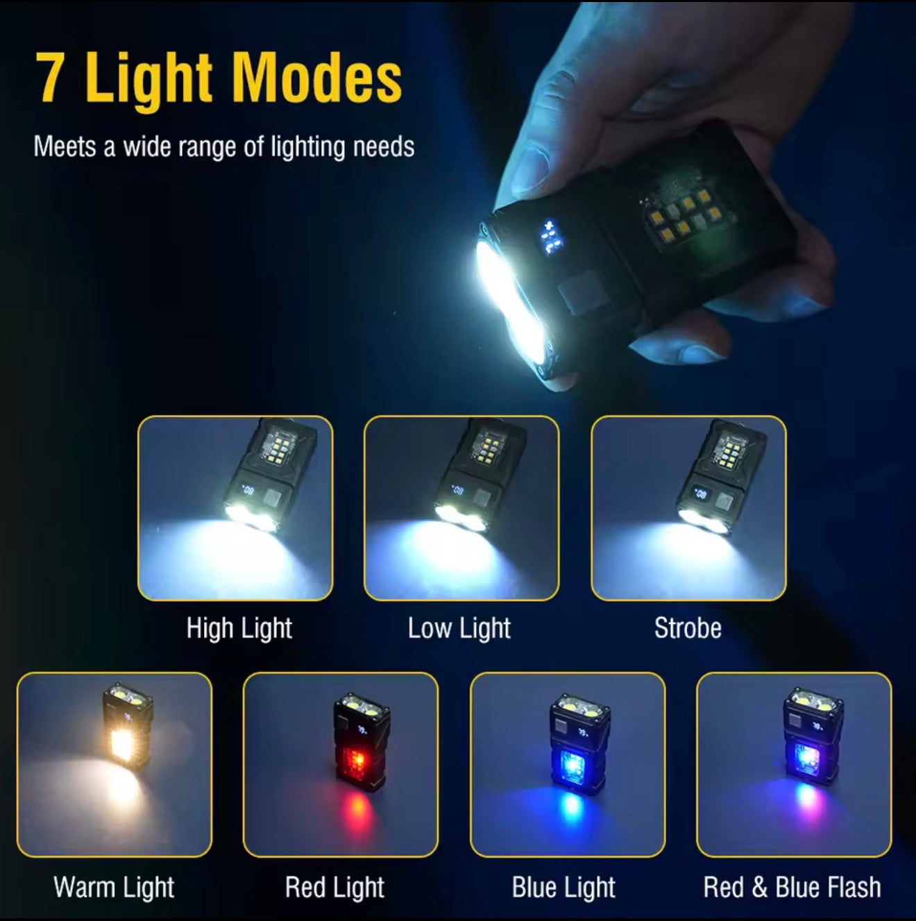 Multifunktionale taktische Arbeitslampe 7-in-1, 500 Lumen, Powerbank, IP45, Clip ✅