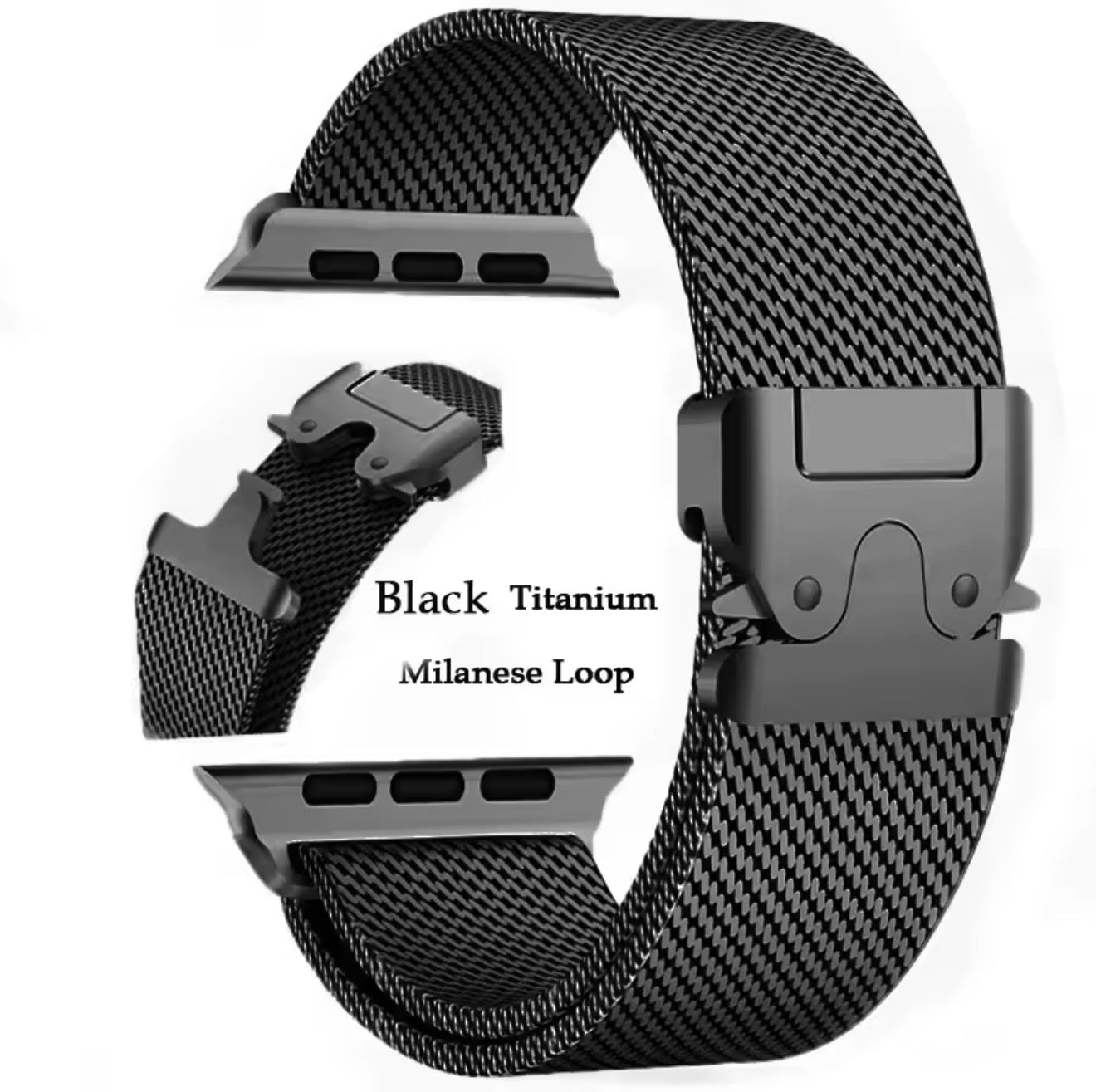 Apple Milanese Titan Milano Armband + Elastischer Titan Ring Unisex Set
