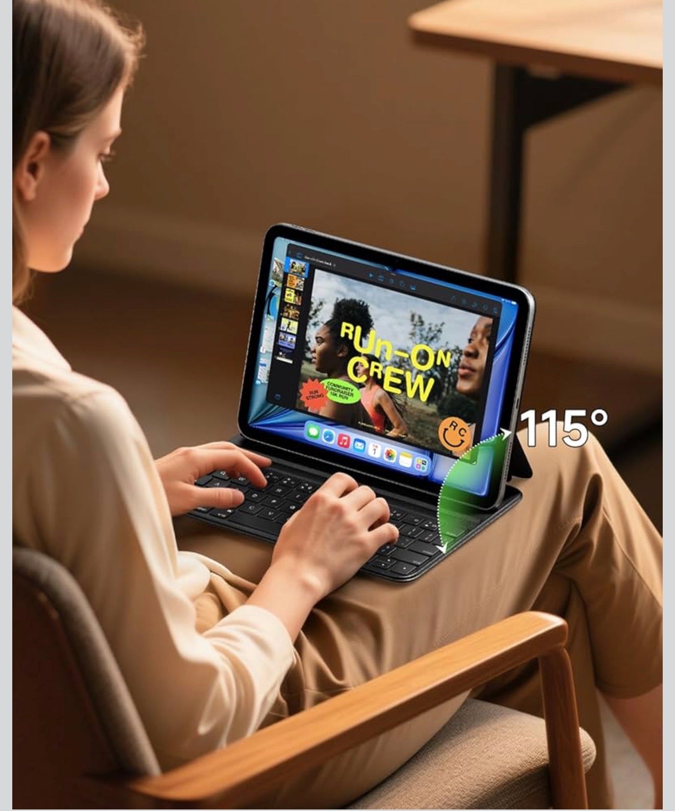 HOU FY-10 Bluetooth Tastatur iPad 10./11. Gen QWERTZ Magnetisch Hülle