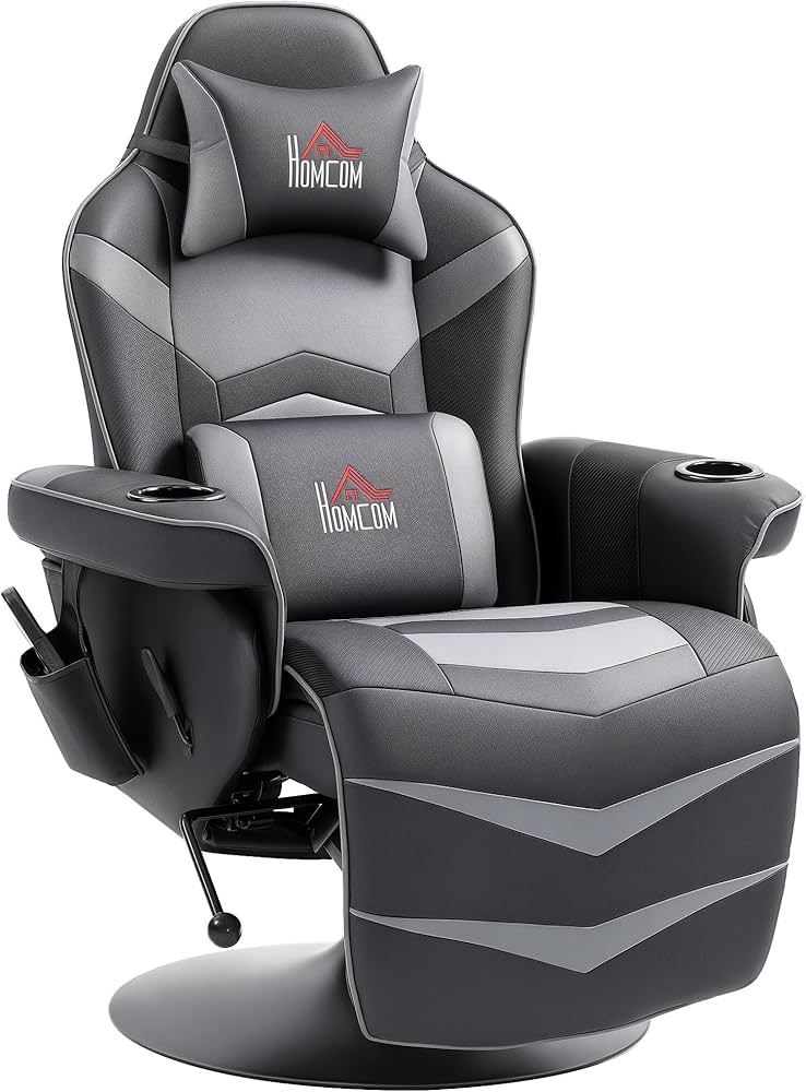 Gaming Massagesessel mit Fußstütze, 150° Lehne, Grau , Rot ,