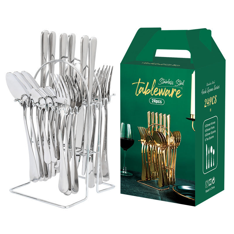 ALTIN™ 24-teiliges Edelstahl Besteckset – Messer, Gabel, Löffel & Teelöffel mit Aufbewahrungsständer