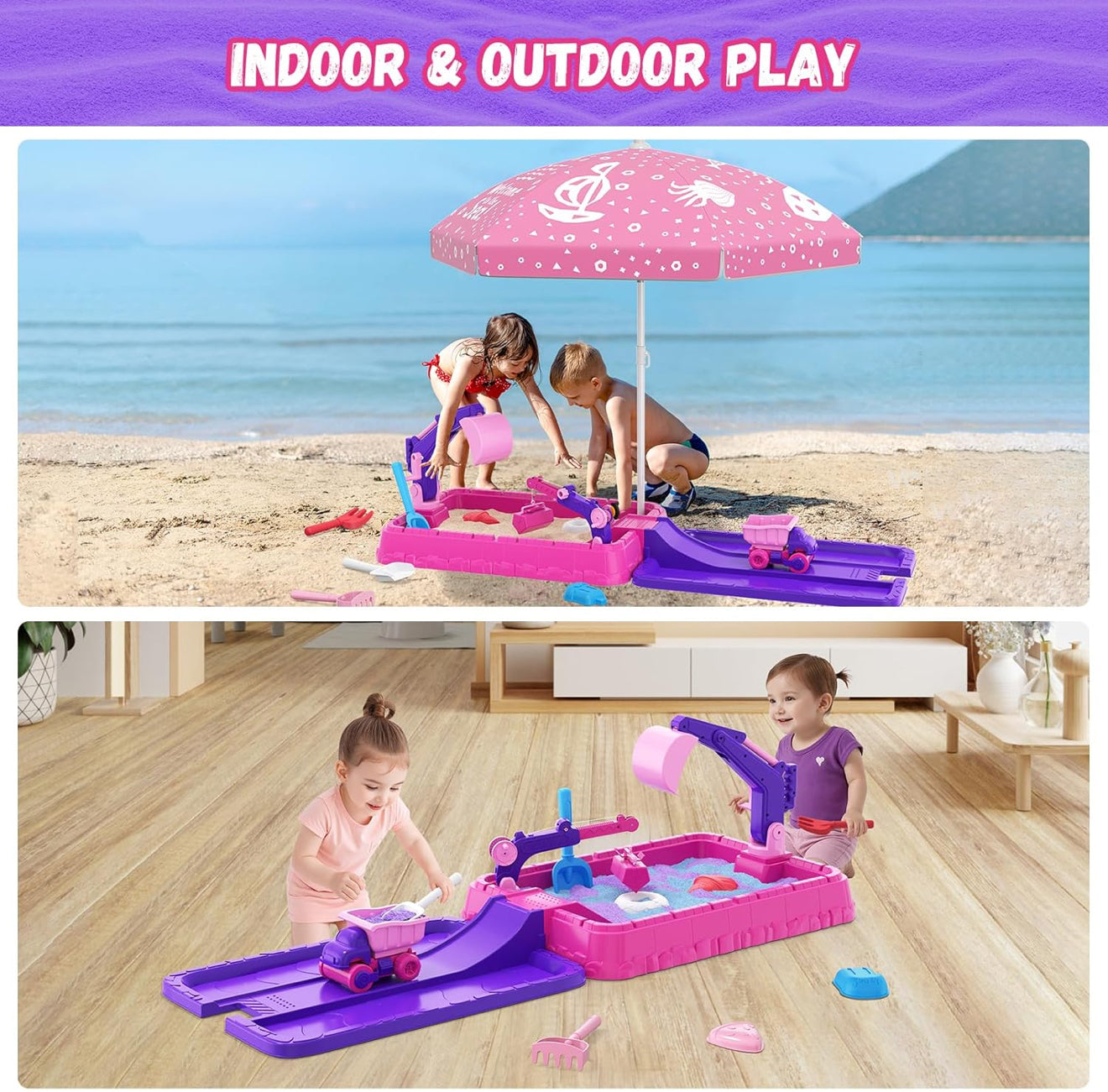 Kinder Sandspielset mit Abdeckung & Sonnenschirm – Spielset 3–5 Jahre