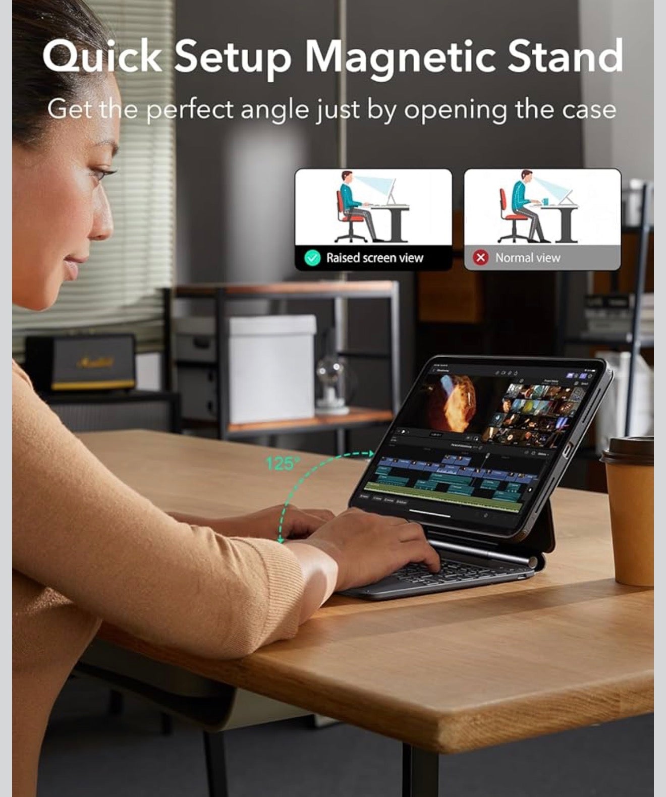 ESR iPad Air 11 / Pro 11 Tastatur Hülle Bluetooth Trackpad RGB Schwarz