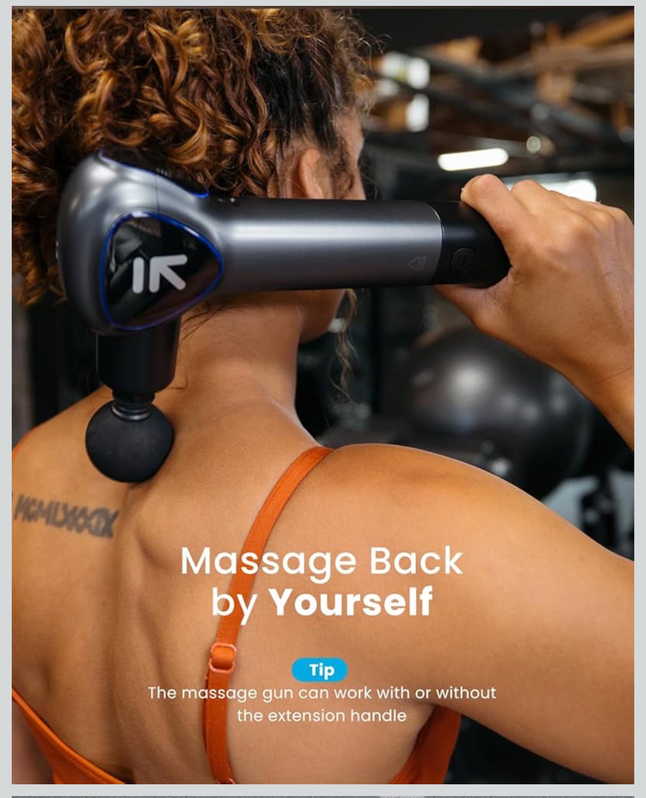 RENPHO Massage Gun mit Verlängerungsgriff, Muskelmassage, Grau