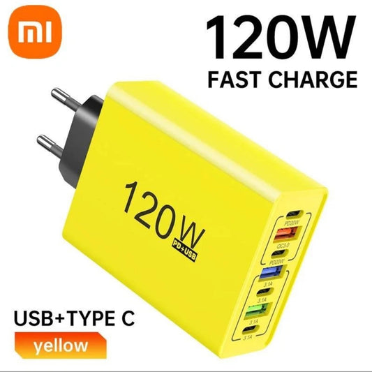 120W USB Ladegerät 7-Port 4xUSB-C 3x USB-A PD QC 3.0EU Stecker (Schnellladegerät