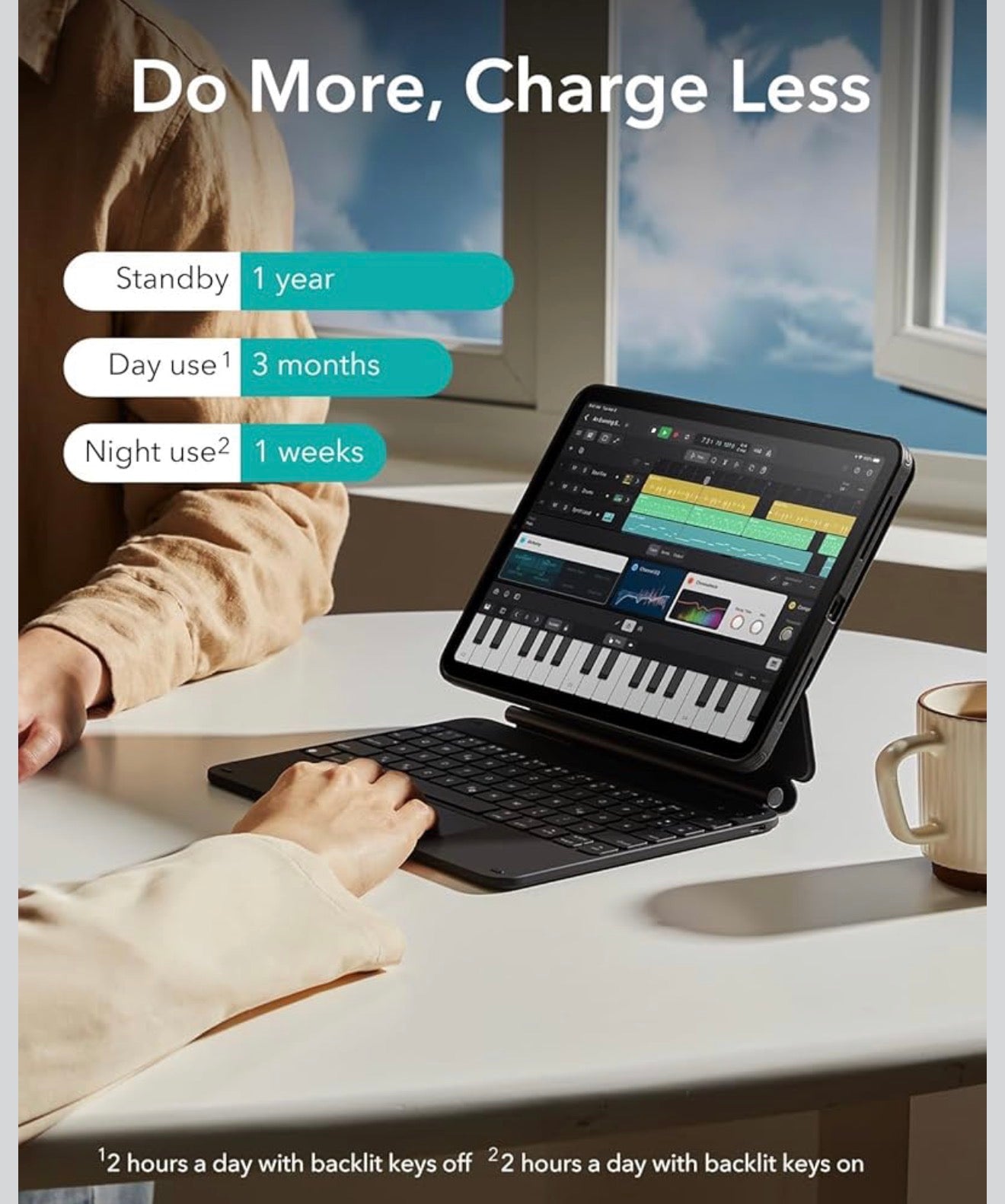 ESR iPad Air 11 / Pro 11 Tastatur Hülle Bluetooth Trackpad RGB Schwarz