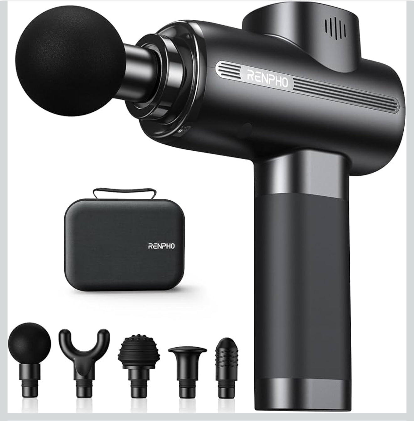 RENPHO Massage Gun, 3200 U/min, USB-C Ladeanschluss, Muskelentspannung, Schwarz