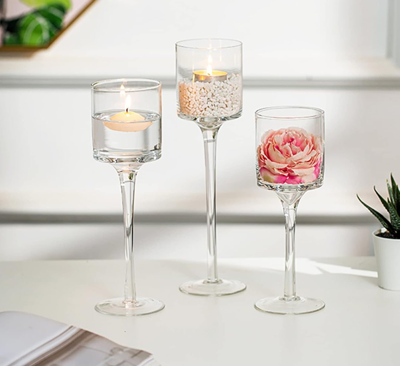 6-teiliges Glas-Teelicht & Schwimmkerzen-Set – Elegant für Tisch & Wohnraum