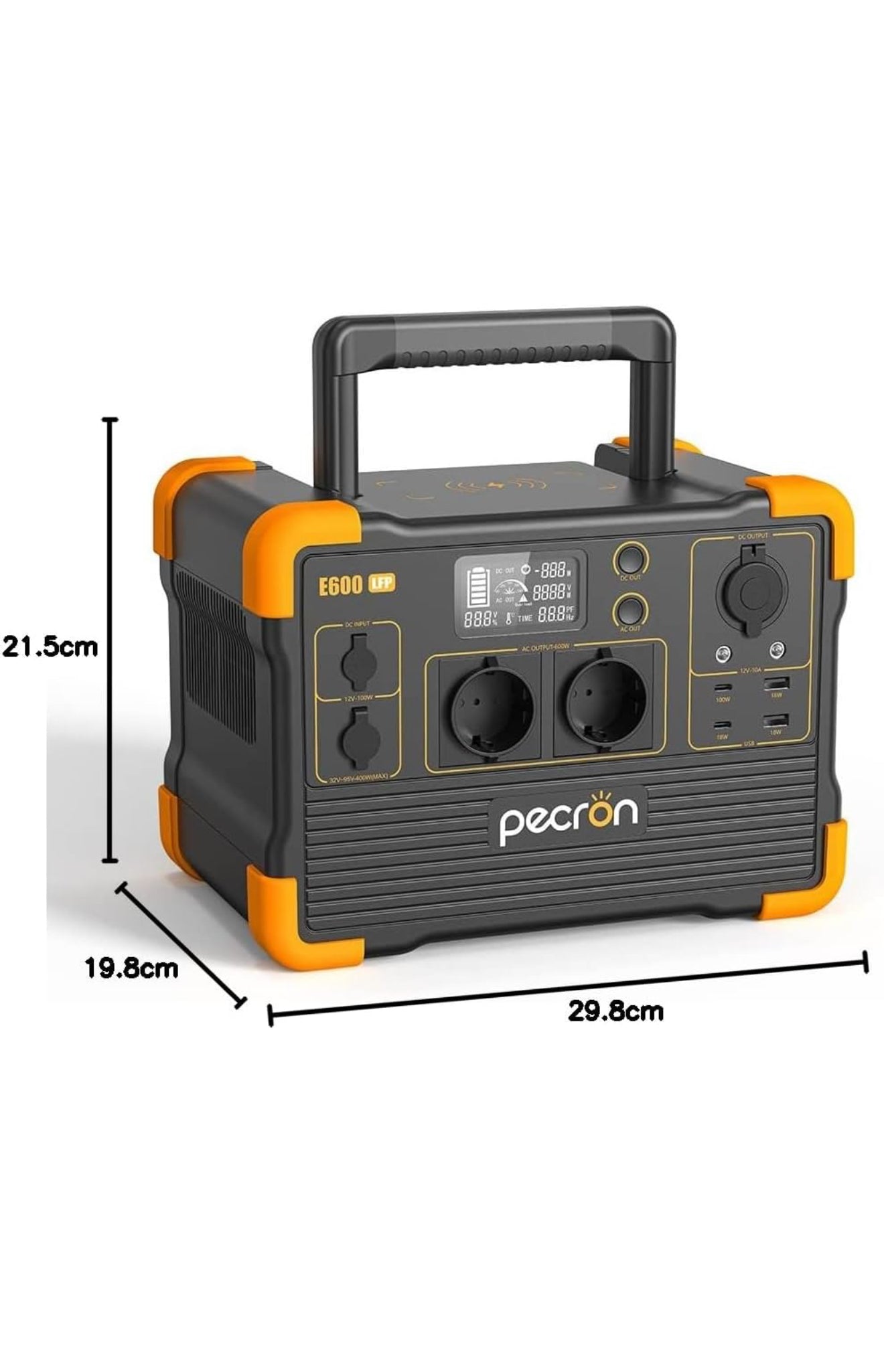 Tragbare Powerstation E600LFP – 614Wh LiFePO4, 1200W AC Ausgang, Solargenerator für Camping, Outdoor & Notfälle