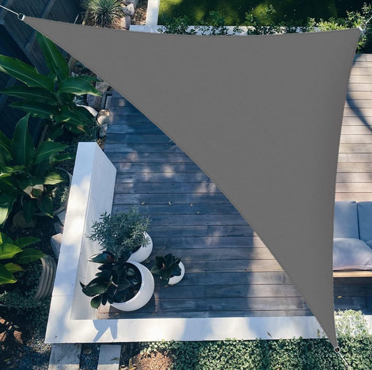 Sonnensegel Dreieck 3x3x3 m Grau – Wasserdicht 420D PES UV-Schutz inkl. Befestigungsset Balkon Terrasse Garten