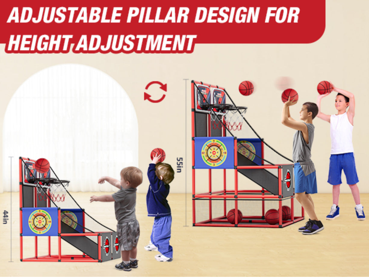 3in1 Kinder Basketball Arcade mit LED & Scoreboard – Indoor Outdoor, höhenverstellbar