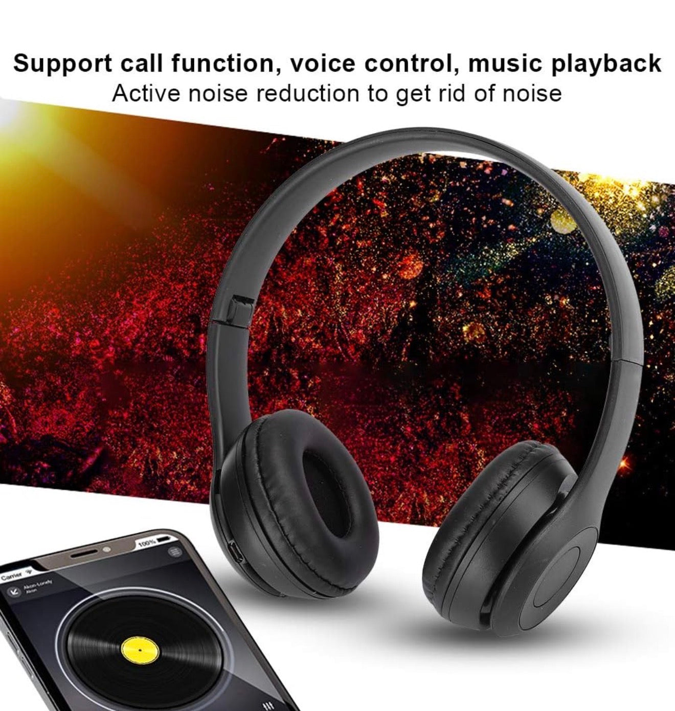 Kabelloser Bluetooth 5.0 P47 Kopfhörer Faltbar Stereo, FM, TF, Weiß/Rot/Schwarz
