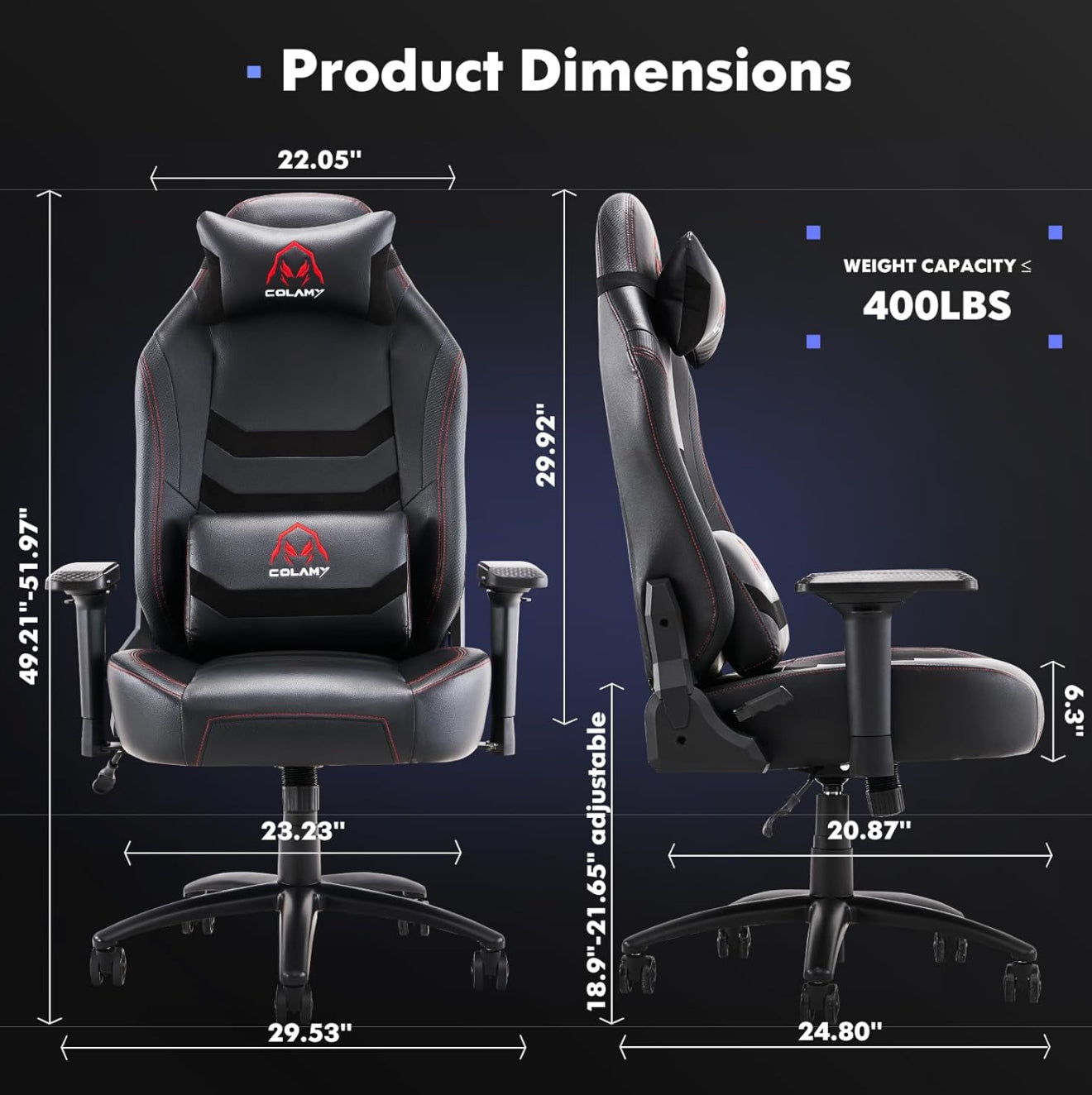 Ergonomischer Gaming- & Bürostuhl mit 4D-Armlehnen, 181 kg Belastbarkeit, verstellbarer Rückenlehne, Kopf- & Lendenkissen, Kunstleder – Versand kostenlos