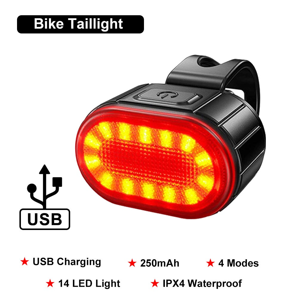 USB-C LED Fahrradlicht Set Front + Rücklicht wiederaufladbar, spritzwassergeschützt