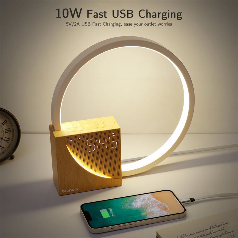 ALTIN™ Beruhigende Nachttischlampe mit Touch-Steuerung & Wecker – 10 Naturklänge, 3 Helligkeitsstufen, USB-Ladefunktion