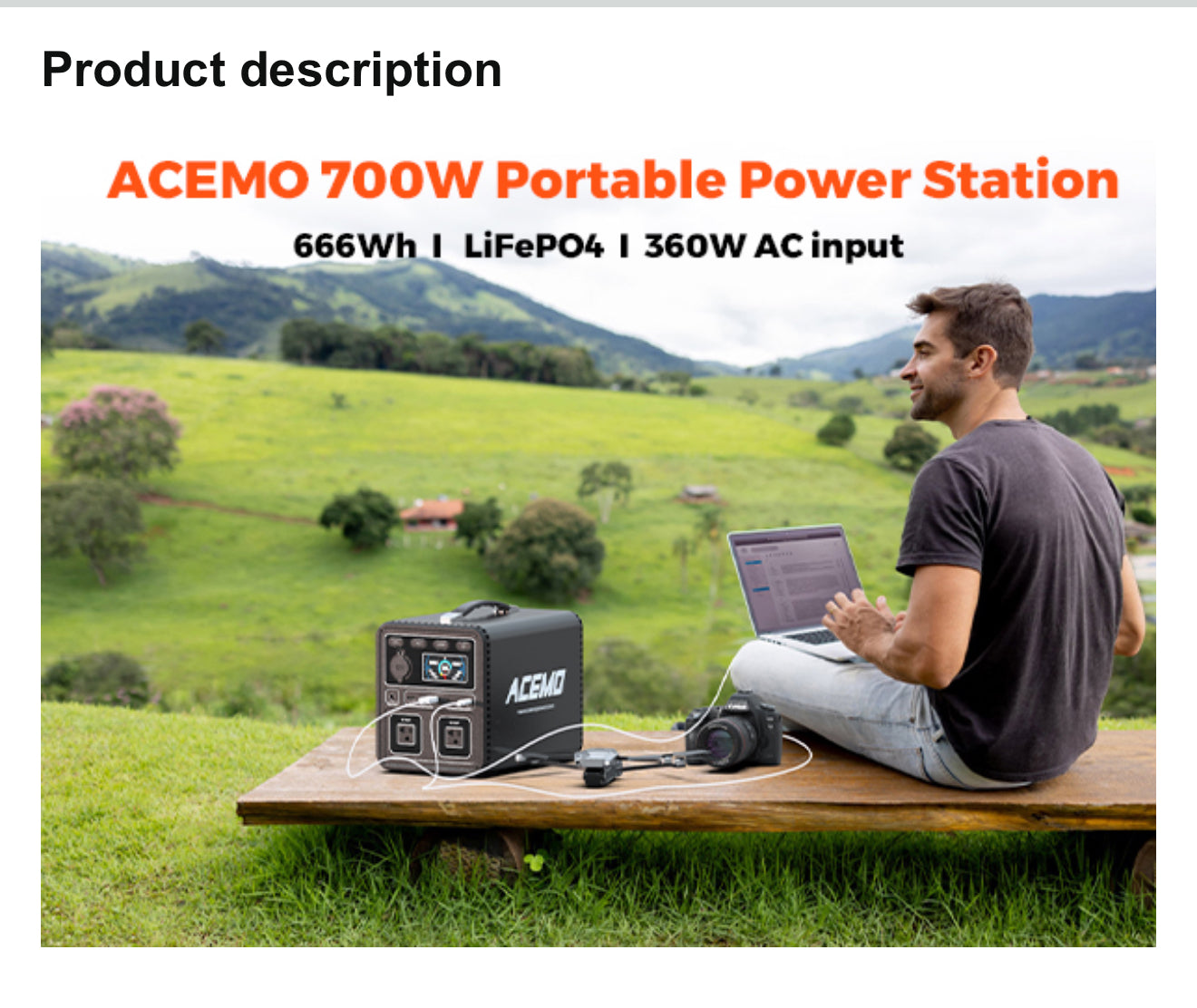 Tragbare Powerstation 666Wh LiFePO4 mit 2×700W AC-Ausgängen & 360W Schnellladung – Solar Generator für Camping, Outdoor, Notfälle & Haushalt