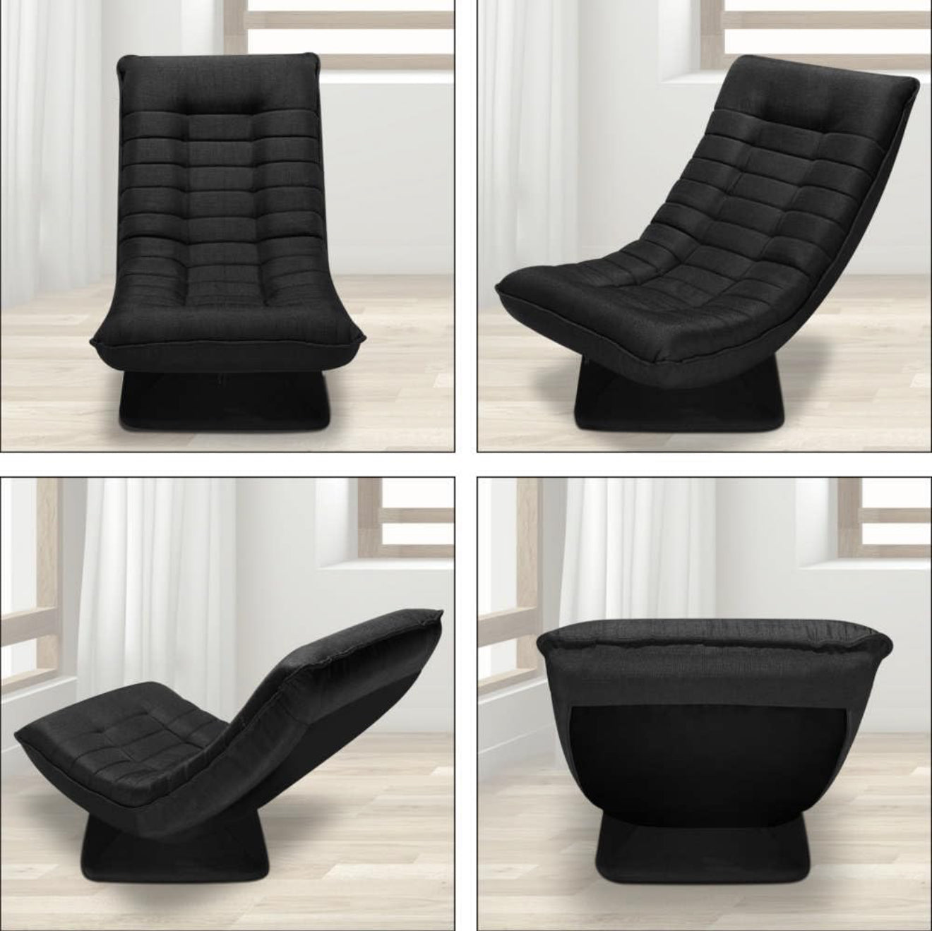 ALTIN™ Bodenstuhl – 360° Drehbar | Verstellbare Rückenlehne | Klappbares Bodensofa | Relax & Gaming Sessel in Grau/Schwarz